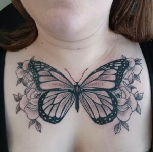 Dot Work Tattoos - Chest - Female