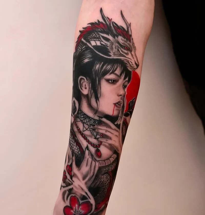 Black and red illustrative demon