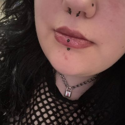 Vertical Labret Lip piercing liverpool 3