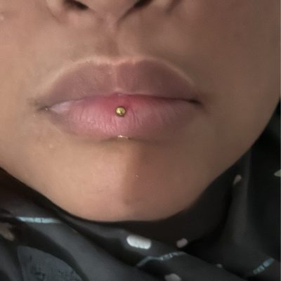Vertical Labret Lip piercing liverpool