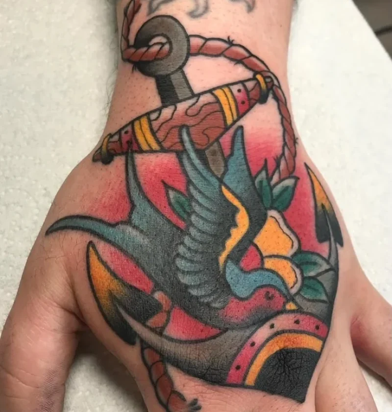 Color hand tattoo design by artist Danny