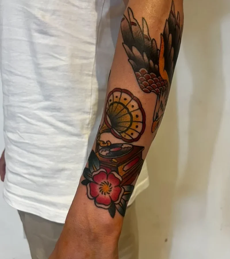 Dark tattoo sleeve in Danny's portfolio